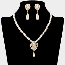 Pearl Teardrop Dangle Pendant Necklace