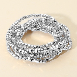 9PCS - Metallic Beaded Stretch Multi Layered Bracelets