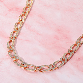 Gold Dipped Stone Paved Chunky Chain Necklace