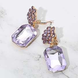 Rectangle Cluster Dangle Flower Top Evening Clip On Earrings