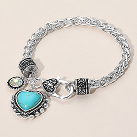 Heart Stone Charm Bracelet