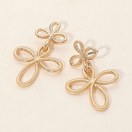 Textured Metal Floral Link Drop Earrings