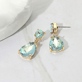 Teardrop Glass Stone Cluster Dangle Earrings