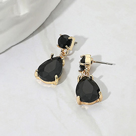 Teardrop Glass Stone Cluster Dangle Earrings