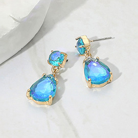 Teardrop Glass Stone Cluster Dangle Earrings