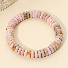 Marbled Flat Disc Beaded Stretch Bracelet