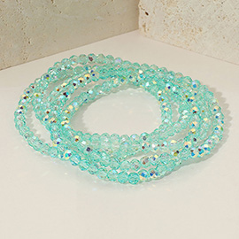 5PCS - Sparkling Faceted Beaded Stackable Stretch Multi Layered Bracelet