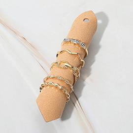 5PCS - Stone Accent Mixed Design Metal Stackable Rings