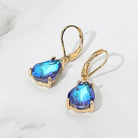 Teardrop Glass Stone Drop Dangle Earrings