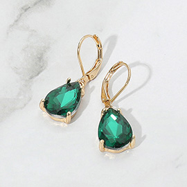 Teardrop Glass Stone Drop Dangle Earrings