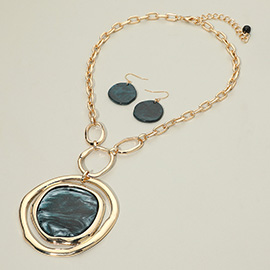 Bold Glitterr Resin Abstract Plate Pendant Statement Necklace