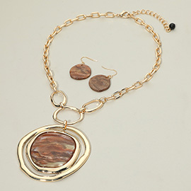 Bold Glitterr Resin Abstract Plate Pendant Statement Necklace
