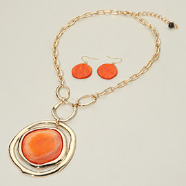 Bold Glitterr Resin Abstract Plate Pendant Statement Necklace