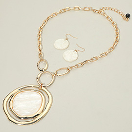 Bold Glitterr Resin Abstract Plate Pendant Statement Necklace