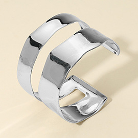 Wide Modern Open Metal Cuff Bracelet