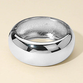 Wide Dome Metal Hinged Bangle Bracelet