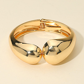 Bold Metal Sculptural Hinged Bangle Bracelet