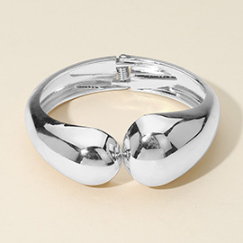Bold Metal Sculptural Hinged Bangle Bracelet