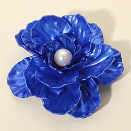 Pearl Accent Floral Pin Brooch / Hair Clip