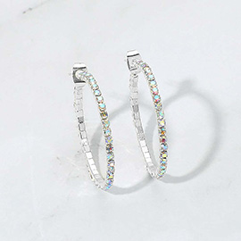 30mm Rhinestone Paved Hoop Earrings