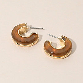 Marbled Resin Flat Hoop Earrings