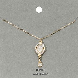 Elegant Teardrop Stone Dangle Drop Oval Pendant Necklace