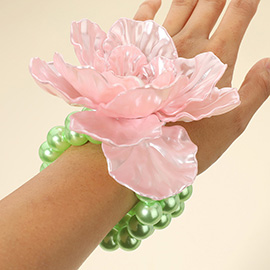 Pearl Accent Floral Stretch Bracelet