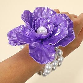 Pearl Accent Floral Stretch Bracelet