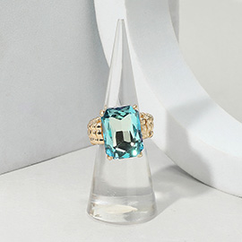 Faceted Emerald Cut Stone Cluster Stretch Ring
