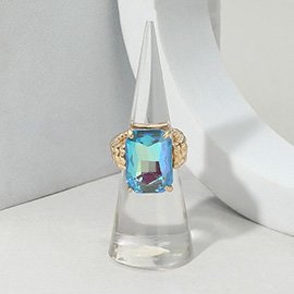 Faceted Emerald Cut Stone Cluster Stretch Ring