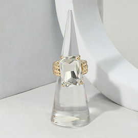 Faceted Emerald Cut Stone Cluster Stretch Ring