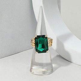 Faceted Emerald Cut Stone Cluster Stretch Ring