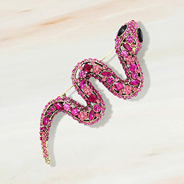 Rhinestone Embellished Snake Pin Brooch