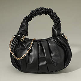 Faux Leather Top Handle Crossbody Bag