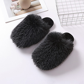 Fluffy Faux Fox Fur Indoor Floor Slippers