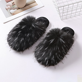 Fluffy Faux Raccoon Fur Indoor Floor Slippers