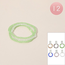 12 SET OF 3 - Color and Clear Beaded Multi Layered Stretch Bracelets