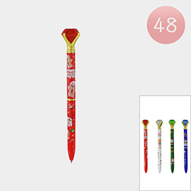 48PCS - Diamond Top Christmas Ball Pens