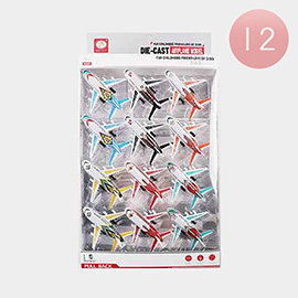 12PCS - Die-Cast Pull Back Jet Plane Toy Model Set