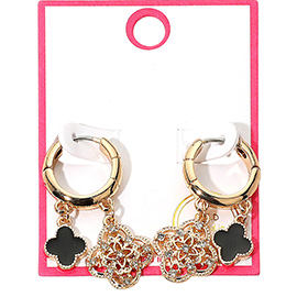 Gold Dipped Quatrefoil Huggie Hoop Earrings