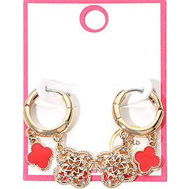 Gold Dipped Quatrefoil Huggie Hoop Earrings