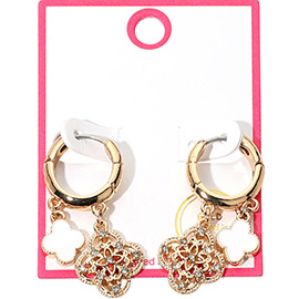 Gold Dipped Quatrefoil Huggie Hoop Earrings