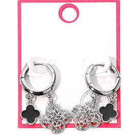 Gold Dipped Quatrefoil Huggie Hoop Earrings