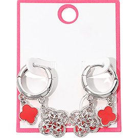 Gold Dipped Quatrefoil Huggie Hoop Earrings