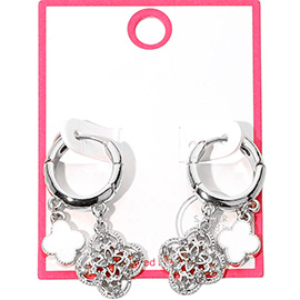 Gold Dipped Quatrefoil Huggie Hoop Earrings