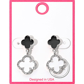 Rhinestone Accented Quatrefoil Drop Earrings