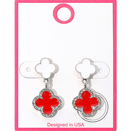 Rhinestone Accented Quatrefoil Drop Earrings