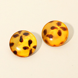 Tortoise Resin Round Stud Earrings