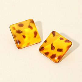Tortoise Resin Square Stud Earrings