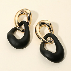 Matte Metal Abstract Link Drop Earrings